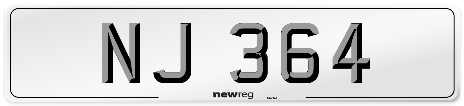 NJ 364 Number Plate from New Reg